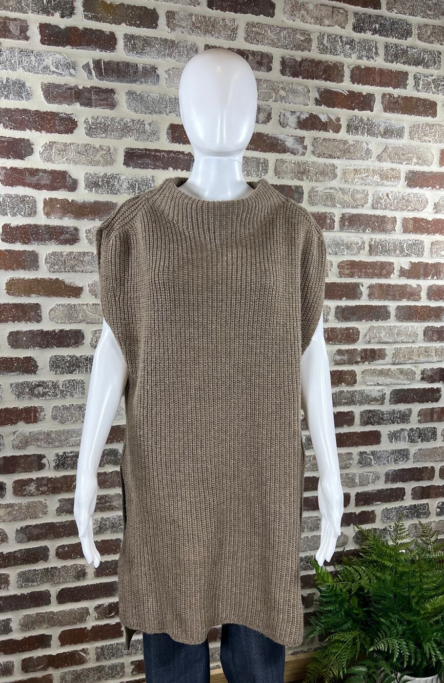 Savvi Cable Knit Sleeveless Tunic Brown Women's Size XL